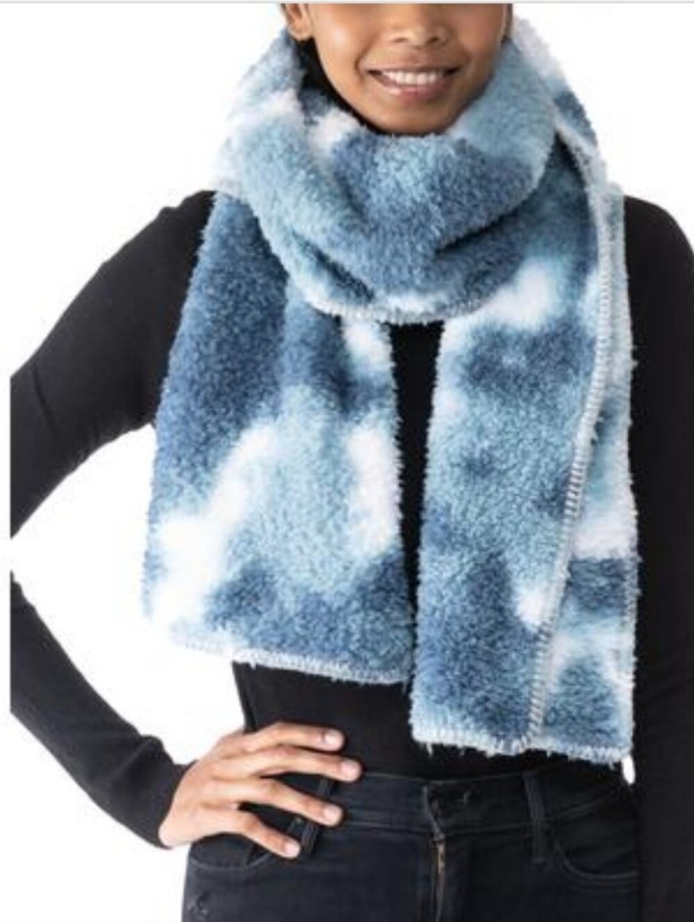 Jenni Printed Sherpa Scarf Women. Gift Fall Cozy Neutral New With Tags Soft